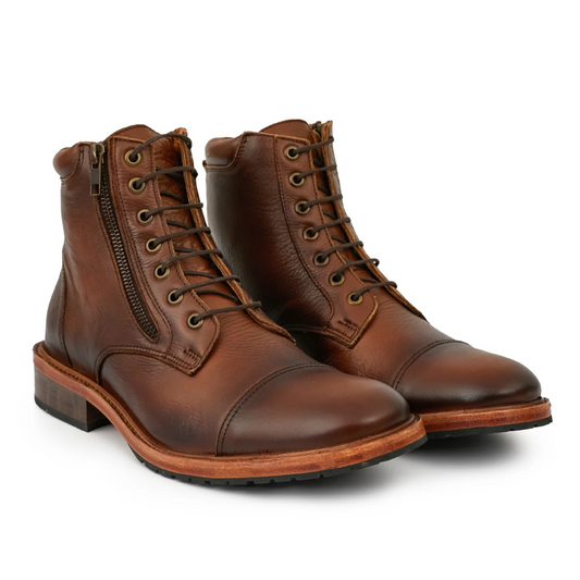 Botas casuais vintage com fecho ajustável para homem