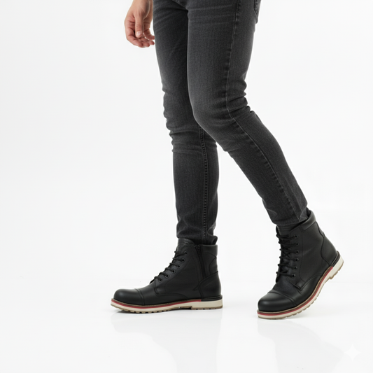 Bota de Pele com Atacadores para Homem